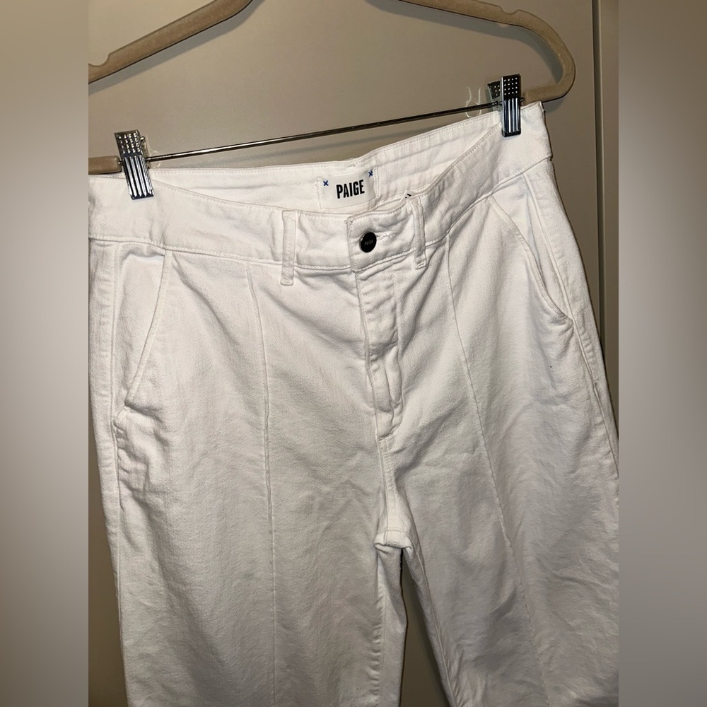 PAIGE Pearl White Sasha Wide Leg Jeans Size 32 - Picture 10 of 15